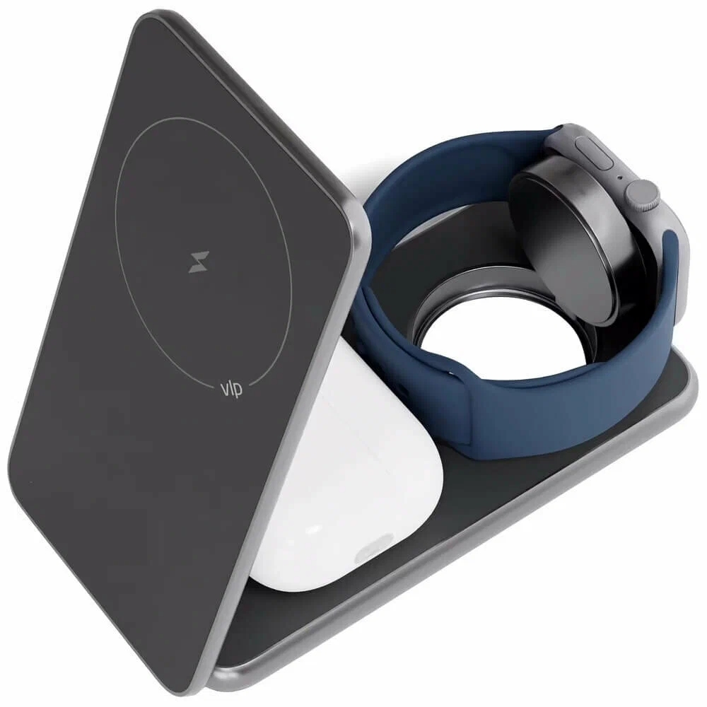 Беспроводное зарядное устройство VLP Alum Power 3 in 1, темно-серый Фото 1