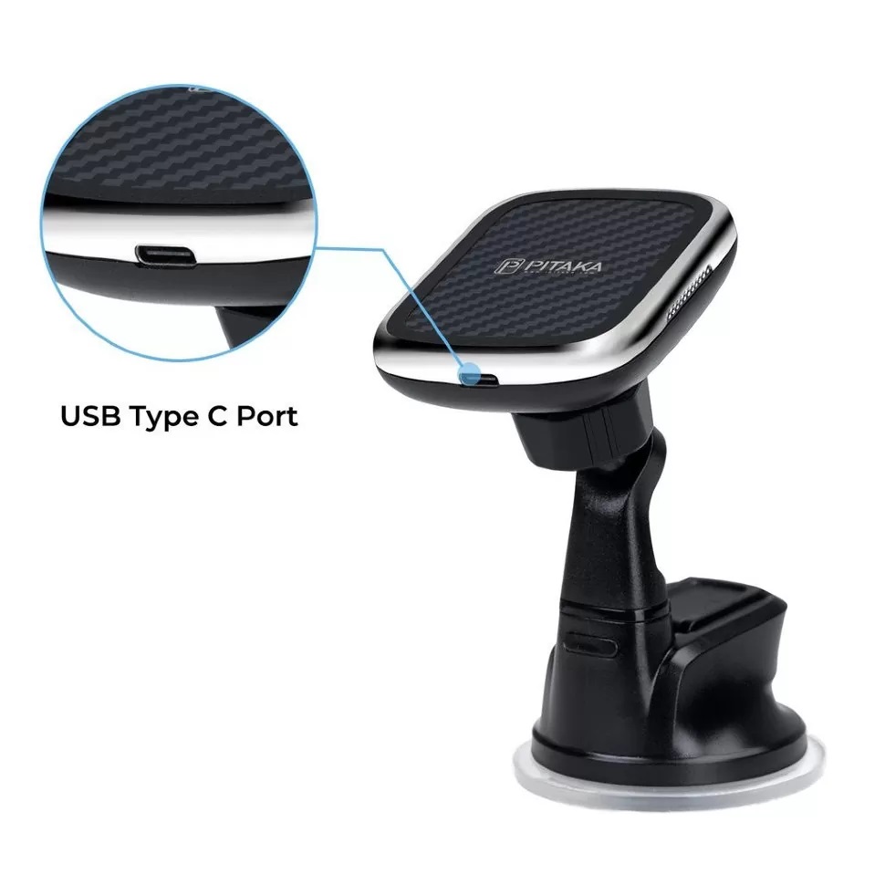 Автодержатель с беспроводной зарядкой Pitaka MagEZ Mount Qi Suction Cup, черный Фото 8