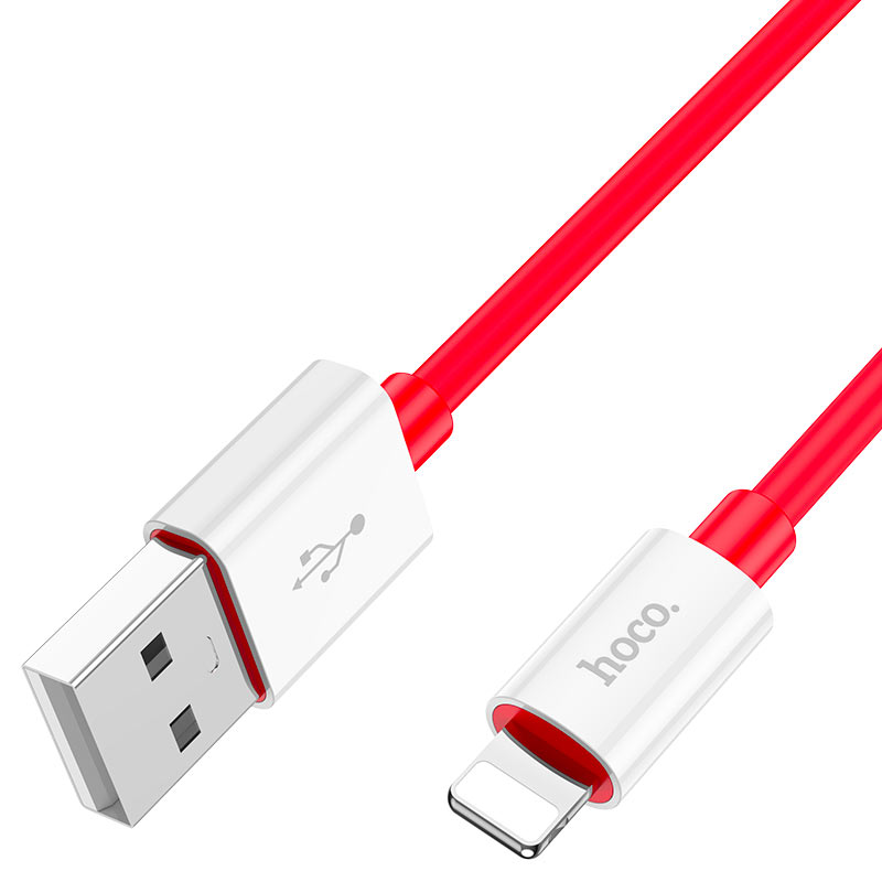 Кабель Hoco X87 Usb to Lightning 2.4A., 1м, красный Фото 0
