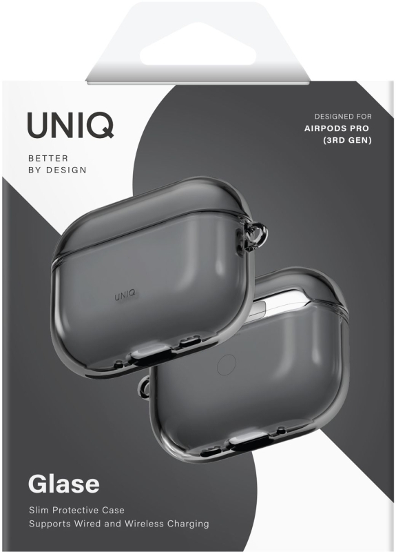 Чехол Uniq Glase Glossy для AirPods Pro 3, серый (AIRPODSPRO3-GLSGSMK) Фото 5