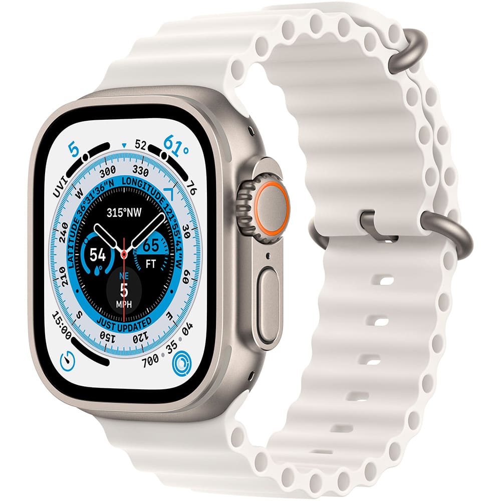 Умные часы Apple Watch Ultra GPS + Cellular, 49 мм, корпус из титана, ремешок Ocean белого цвета