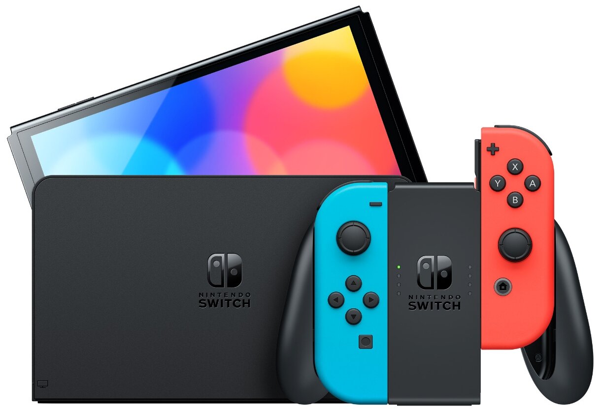 Игровая приставка Nintendo Switch (OLED model), неоновый синий/неоновый красный Фото 6