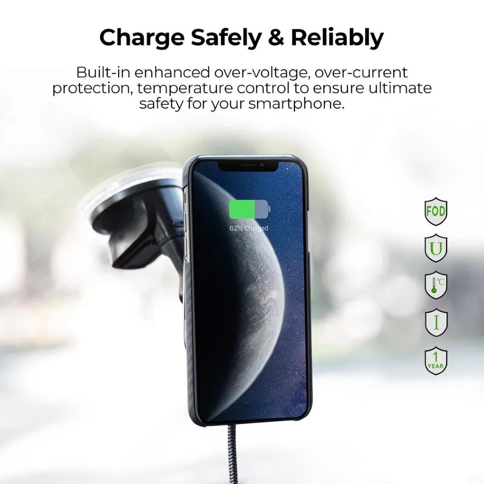 Автодержатель с беспроводной зарядкой Pitaka MagEZ Mount Qi Suction Cup, черный Фото 7