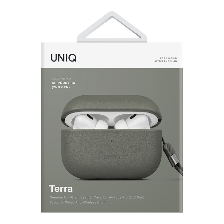 Чехол Uniq Terra Leather для AirPods Pro 2, зеленый (AIRPODSPRO2-TERLGRN) Фото 1