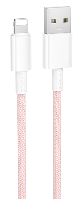 Кабель Borofone USB - Lightning 1m 2.4А BX117, розовый Фото 0