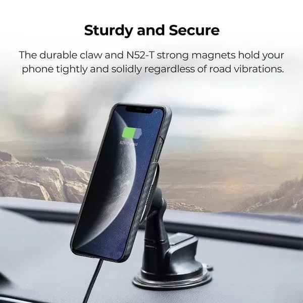 Автодержатель с беспроводной зарядкой Pitaka MagEZ Mount Qi Suction Cup, черный Фото 9