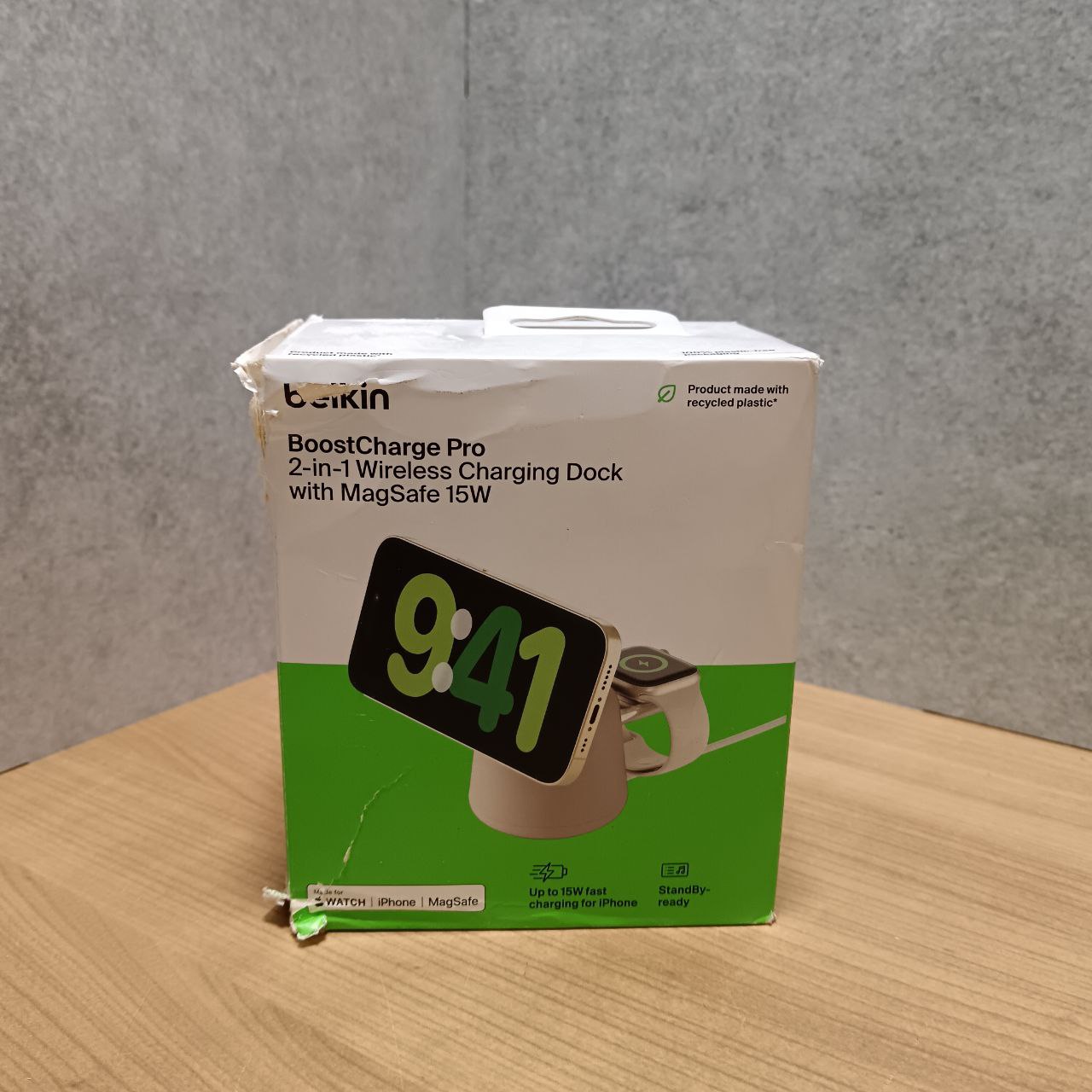 Зарядное устройство Belkin BoostCharge Pro 2-in-1 Wireless Charging Dock with MagSafe 15Вт, белый Фото 1