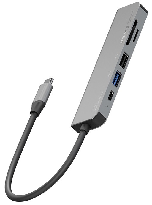 Адаптер EnergEA AluHUB HD3 6-in-1 USB-C 60W, серый Фото 2