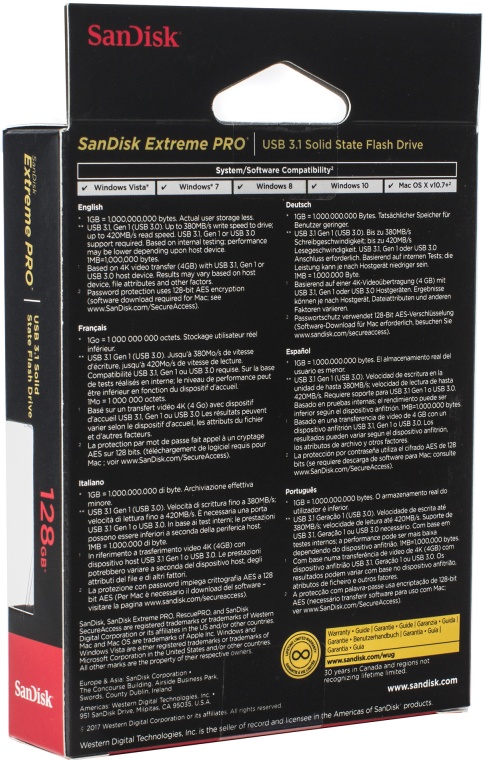 Флешка Sandisk Extreme Pro 128Гб, черный (SND-SDCZ880-128G) Фото 4