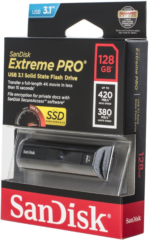 Флешка Sandisk Extreme Pro 128Гб, черный (SND-SDCZ880-128G) Фото 3