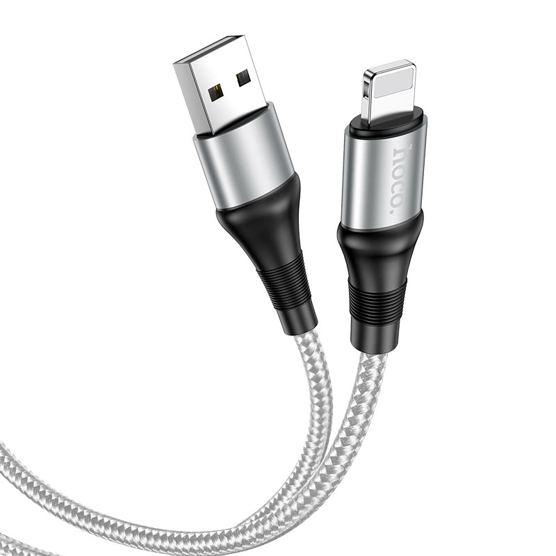Кабель Hoco X50 Excellent Lightning to USB 1m 3А (ткань), серый Фото 0