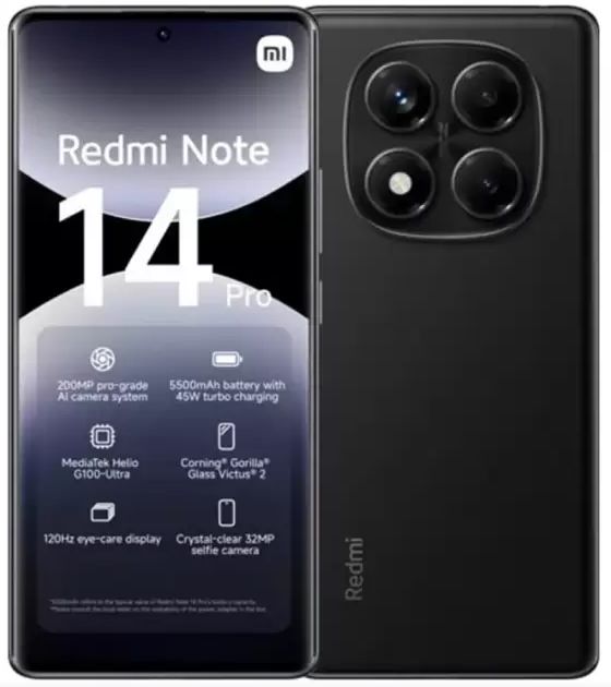 Смартфон Xiaomi Redmi Note 14 Pro 12/512 Гб, черный Фото 0