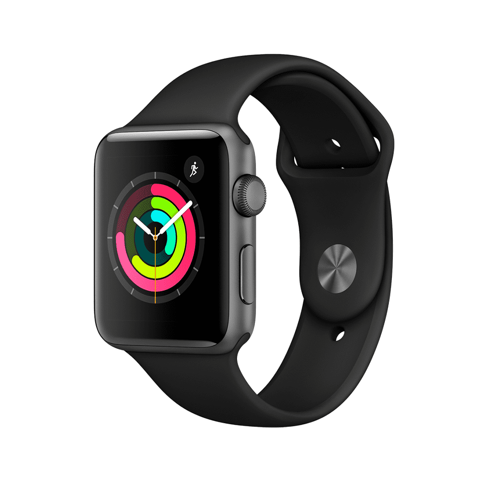 Умные часы Apple Watch Series 3, 42 мм, алюминий цвета «серый космос», спортивный ремешок черного цвета Фото 0