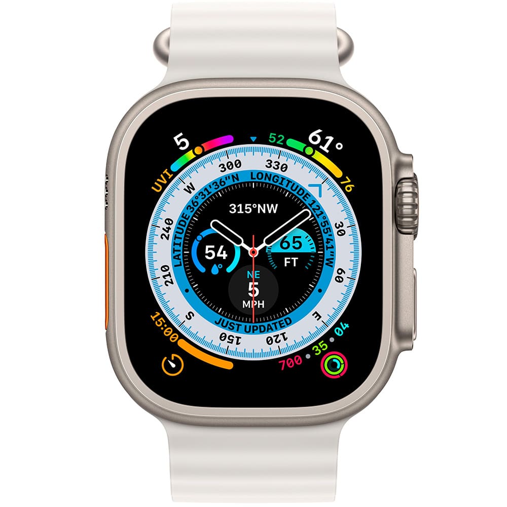 Умные часы Apple Watch Ultra GPS + Cellular, 49 мм, корпус из титана, ремешок Ocean белого цвета