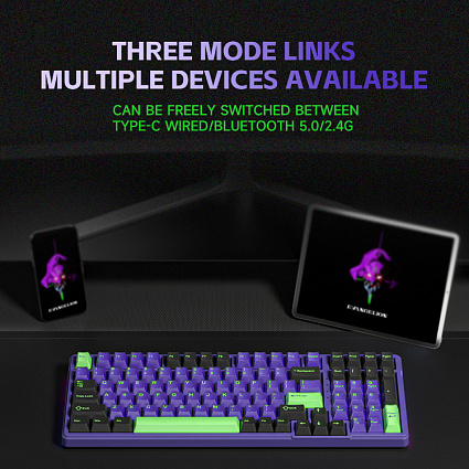 Беспроводная клавиатура Furycube K99 PRO, Platinum Switch, фиолетово-черный Фото 7