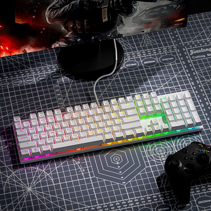 Клавиатура CyberLynx BD104, коричневые свитчи, белый Фото 3