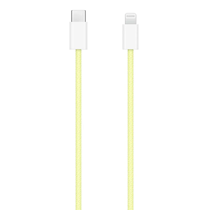 Плетеный кабель Apple Lightning to USB-C, 1 м, желтый Фото 1