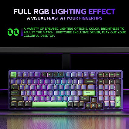 Беспроводная клавиатура Furycube K99 PRO, Platinum Switch, фиолетово-черный Фото 8