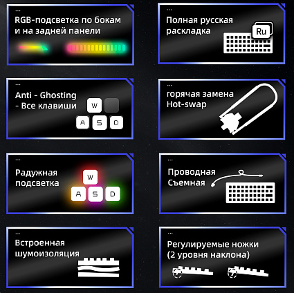Клавиатура CyberLynx AG63, красные свитчи, черный Фото 10