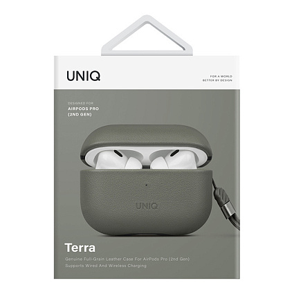 Чехол Uniq Terra Leather для AirPods Pro 2, зеленый (AIRPODSPRO2-TERLGRN) Фото 2
