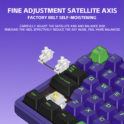 Беспроводная клавиатура Furycube K99 PRO, Platinum Switch, фиолетово-черный Фото 5