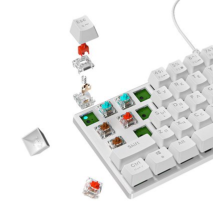 Клавиатура CyberLynx BD61, красные свитчи, белый Фото 9