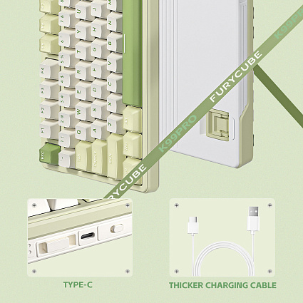 Беспроводная клавиатура Furycube K99 PRO ENG, Platinum Switch, бело-зеленый Фото 6