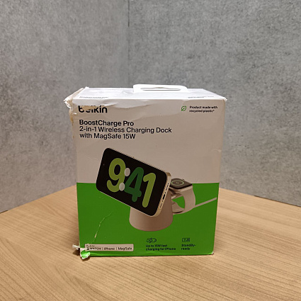 Зарядное устройство Belkin BoostCharge Pro 2-in-1 Wireless Charging Dock with MagSafe 15Вт, белый Фото 2