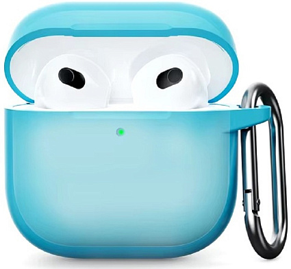 Силиконовый защитный чехол для AirPods 4, лазурный (Luminous) Фото 1