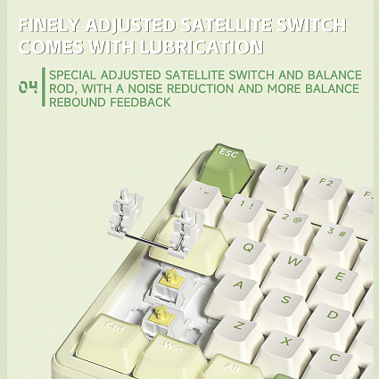 Беспроводная клавиатура Furycube K99 PRO ENG, Platinum Switch, бело-зеленый Фото 8