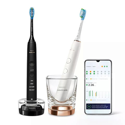 Электрическая зубная щетка Philips Sonicare Diamond Clean HX9914/61, черный и белый Фото 1