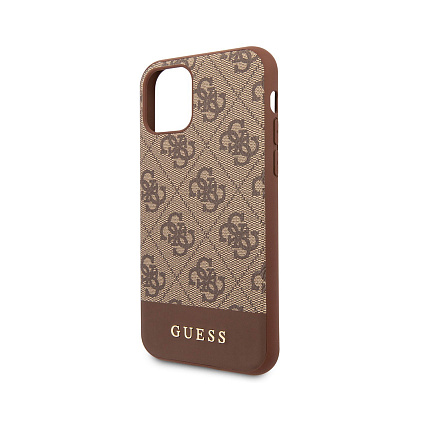 Чехол для смартфона Guess для iPhone 11 Pro 4G PU Stripe Metal logo Hard Brown Фото 1