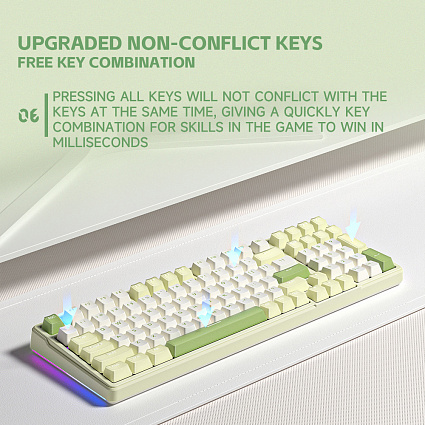 Беспроводная клавиатура Furycube K99 PRO ENG, Platinum Switch, бело-зеленый Фото 5