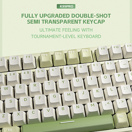 Беспроводная клавиатура Furycube K99 PRO ENG, Platinum Switch, бело-зеленый Фото 11