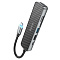 Адаптер HOCO HB24 USB-C to multi, 6 в 1, серый Фото 4