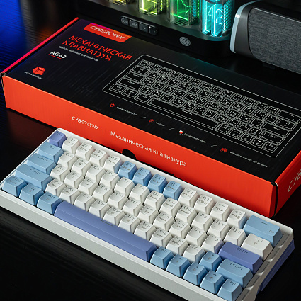 Клавиатура CyberLynx AG63, красные свитчи, бело-синий Фото 10