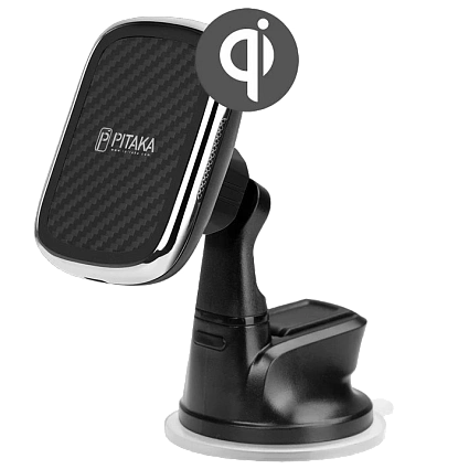 Автодержатель с беспроводной зарядкой Pitaka MagEZ Mount Qi Suction Cup, черный Фото 1