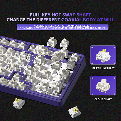 Беспроводная клавиатура Furycube K99 PRO, Platinum Switch, фиолетово-черный Фото 6