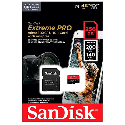 Карта памяти SanDisk Extreme Pro microSDXC, 256 Гб Фото 1