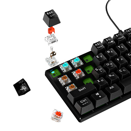 Клавиатура CyberLynx BD61, красные свитчи, черный Фото 9