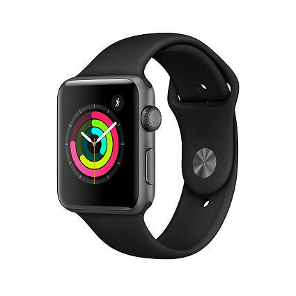Умные часы Apple Watch Series 3, 42 мм, алюминий цвета «серый космос», спортивный ремешок черного цвета Фото 1